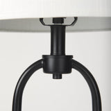 Sarah 15.0L x 10.0W x 22.2H Arched Black Metal W/Marble Cube and White Shade Table Lamp by Mercana at Eve Furniture