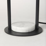 Sarah 15.0L x 10.0W x 22.2H Arched Black Metal W/Marble Cube and White Shade Table Lamp by Mercana at Eve Furniture