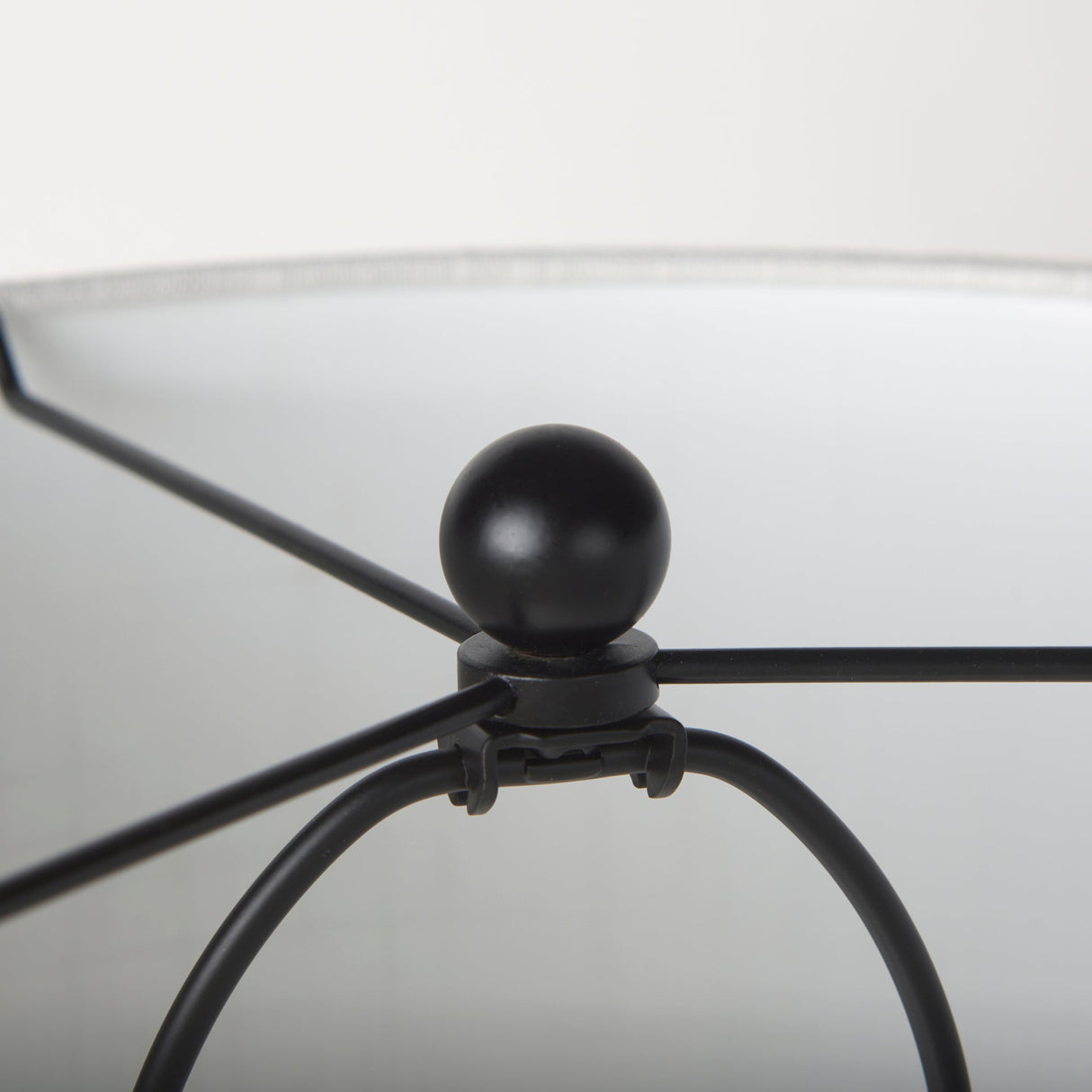 Sarah Arched Black Metal W/Marble Cube and White Shade Table Lamp by Mercana at Eve Furniture