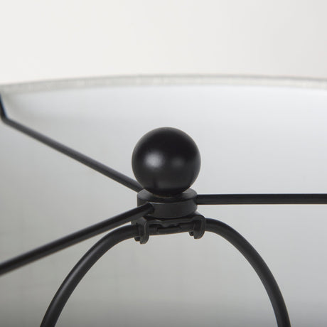 Sarah Arched Black Metal W/Marble Cube and White Shade Table Lamp by Mercana at Eve Furniture