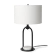 Sarah Arched Black Metal W/Marble Cube and White Shade Table Lamp by Mercana at Eve Furniture