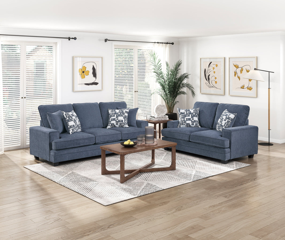 Sarah Blue Living Room Set by Homelegance at Eve Furniture