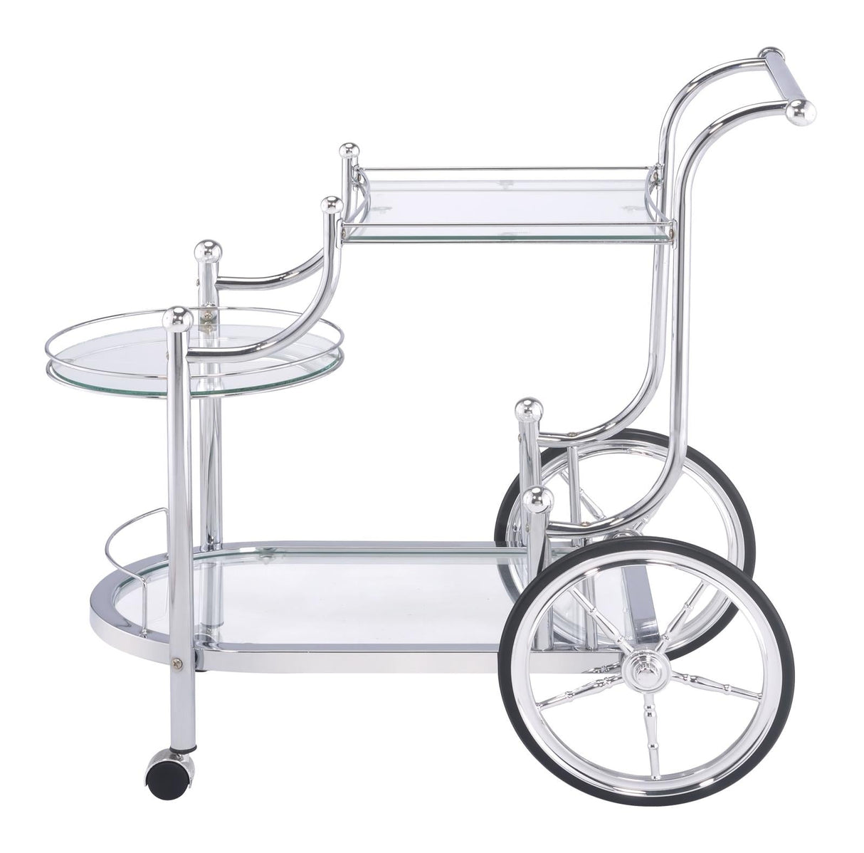 Sarandon Chrome/Clear 3-Tier Serving Cart