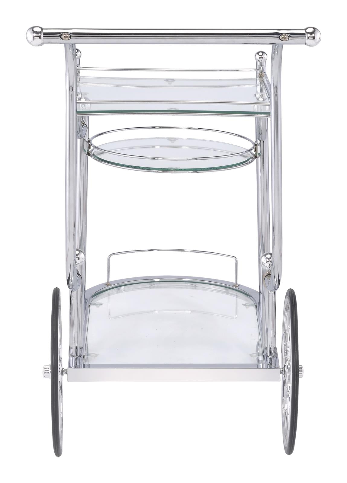 Sarandon Chrome/Clear 3-Tier Serving Cart