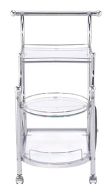 Sarandon Chrome/Clear 3-Tier Serving Cart