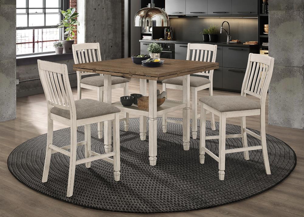 Sarasota Nutmeg/Rustic Cream 5-Piece Round Counter Dining Set