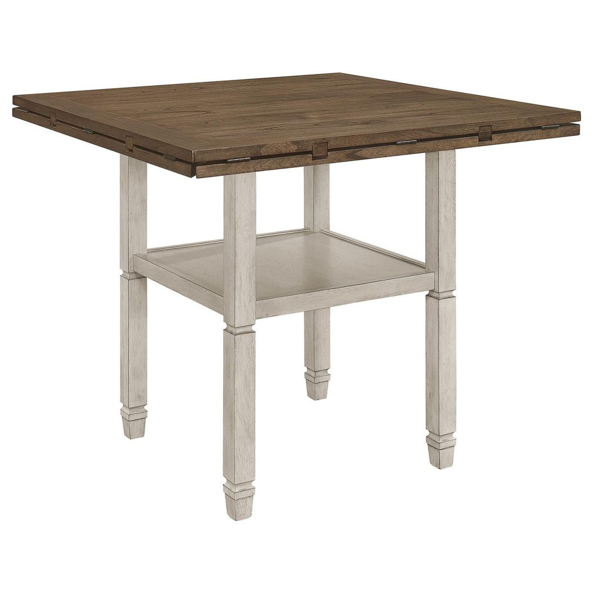 Sarasota Nutmeg/Rustic Cream Counter Height Table with Shelf Storage