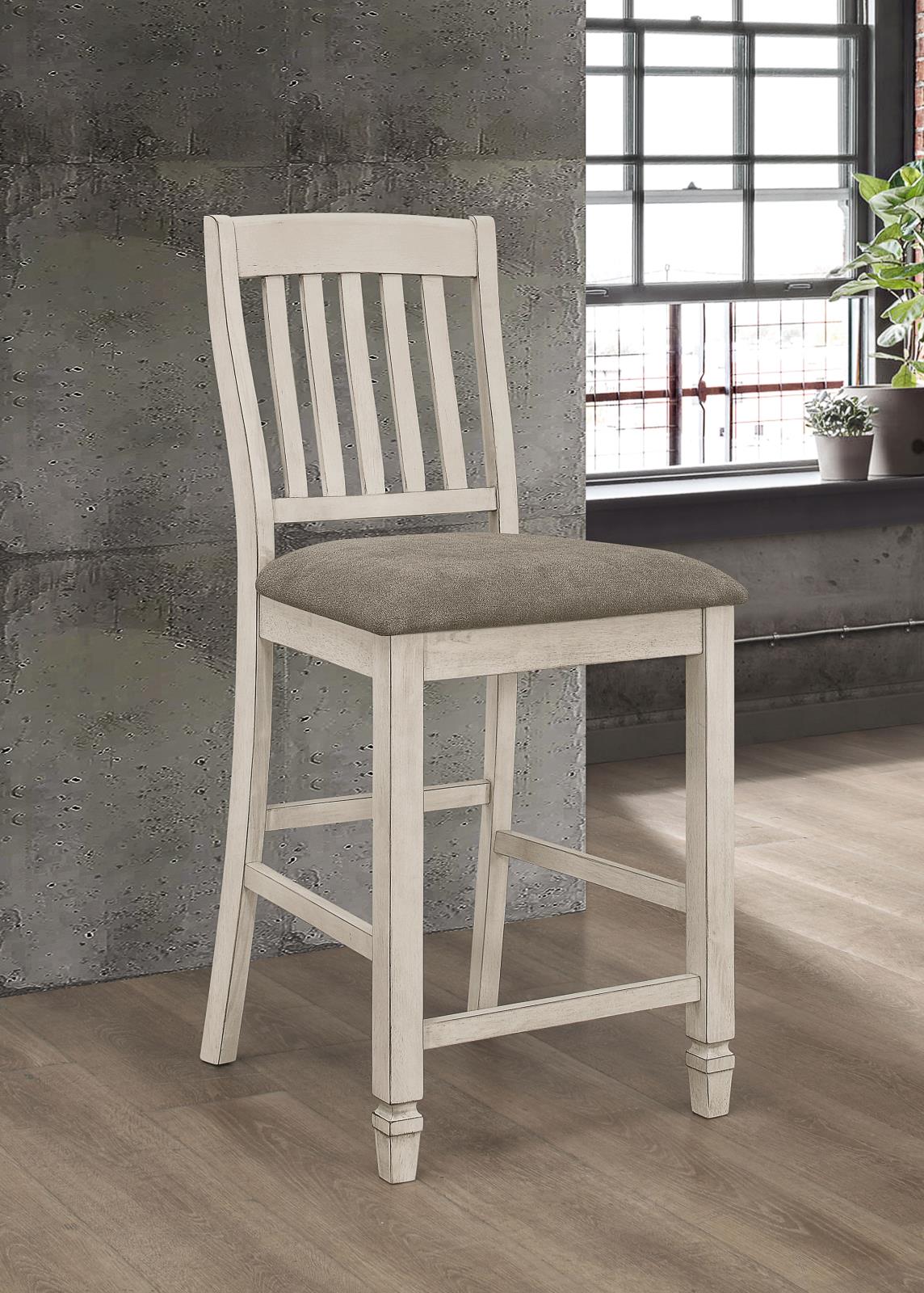 Sarasota Gray/Rustic Cream Slat Back Counter Height Chairs, Set of 2