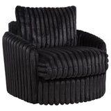 Sarco Black Corduroy Upholstered Swivel Accent Arm Chair by Coaster at Eve Furniture