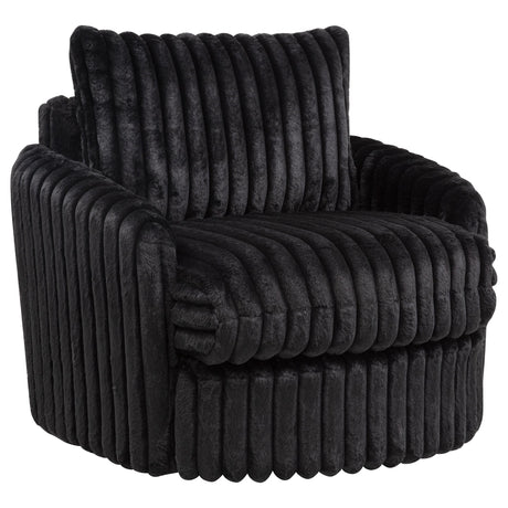 Sarco Black Corduroy Upholstered Swivel Accent Arm Chair by Coaster at Eve Furniture