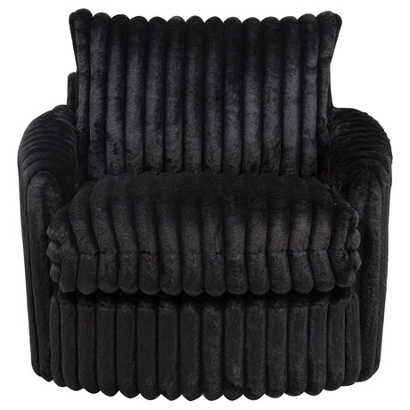 Sarco Black Corduroy Upholstered Swivel Accent Arm Chair by Coaster at Eve Furniture