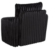 Sarco Black Corduroy Upholstered Swivel Accent Arm Chair by Coaster at Eve Furniture