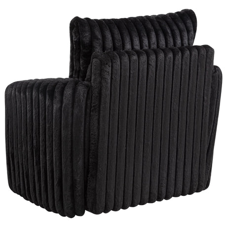 Sarco Black Corduroy Upholstered Swivel Accent Arm Chair by Coaster at Eve Furniture