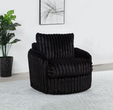 Sarco Black Corduroy Upholstered Swivel Accent Arm Chair by Coaster at Eve Furniture