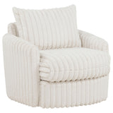 Sarco Ivory Corduroy Upholstered Swivel Accent Arm Chair by Coaster at Eve Furniture