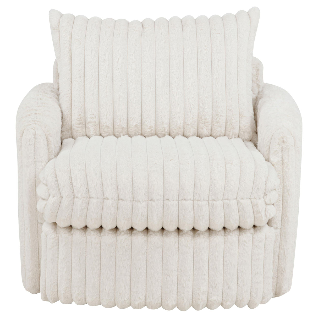 Sarco Ivory Corduroy Upholstered Swivel Accent Arm Chair by Coaster at Eve Furniture