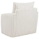 Sarco Ivory Corduroy Upholstered Swivel Accent Arm Chair by Coaster at Eve Furniture