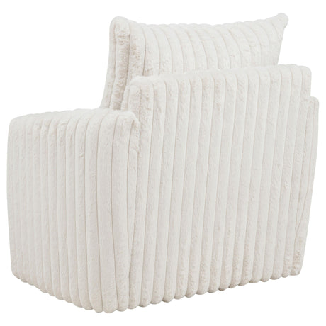 Sarco Ivory Corduroy Upholstered Swivel Accent Arm Chair by Coaster at Eve Furniture