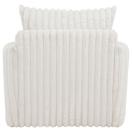 Sarco Ivory Corduroy Upholstered Swivel Accent Arm Chair by Coaster at Eve Furniture