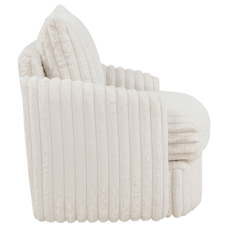 Sarco Ivory Corduroy Upholstered Swivel Accent Arm Chair by Coaster at Eve Furniture