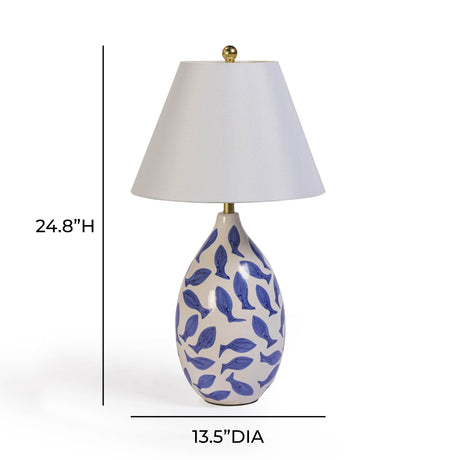 Sardine White & Blue Ceramic Table Lamp by TOV Furniture at Eve Furniture