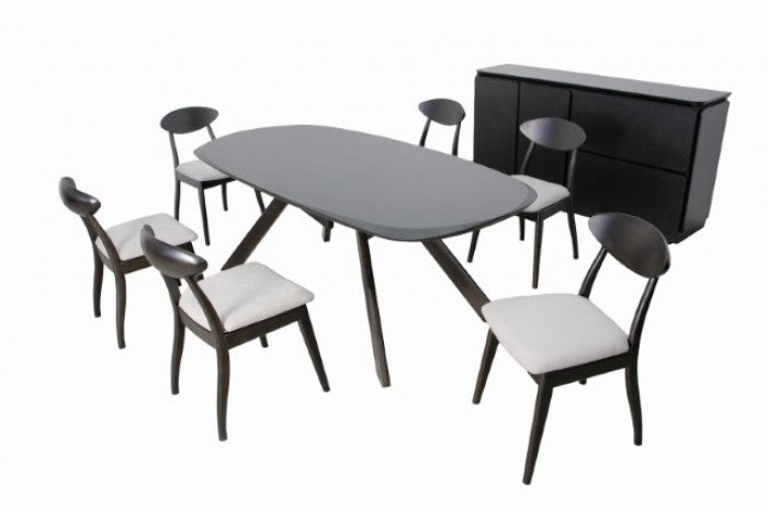 Sargans Black Wenge 7-Piece Dining Room Set by Furniture of America at Eve Furniture