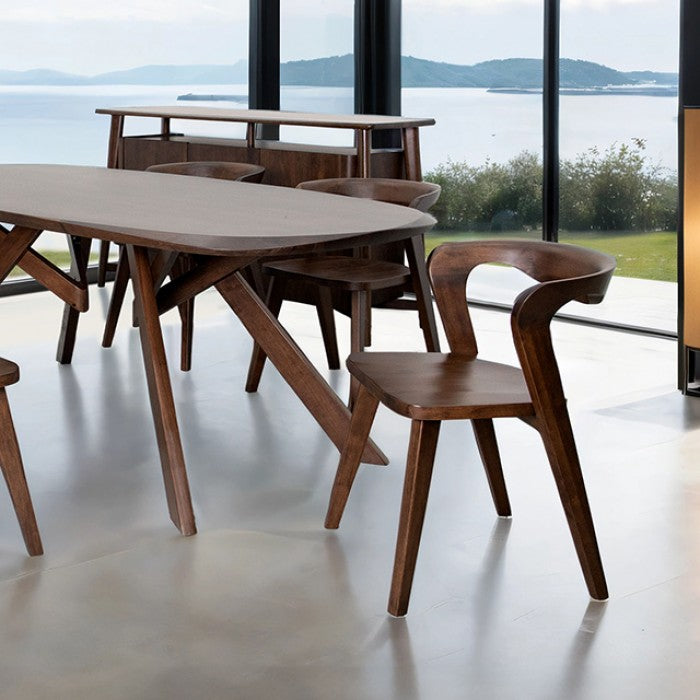 Sargans Rich Walnut 7-Piece Dining Room Set by Furniture of America at Eve Furniture