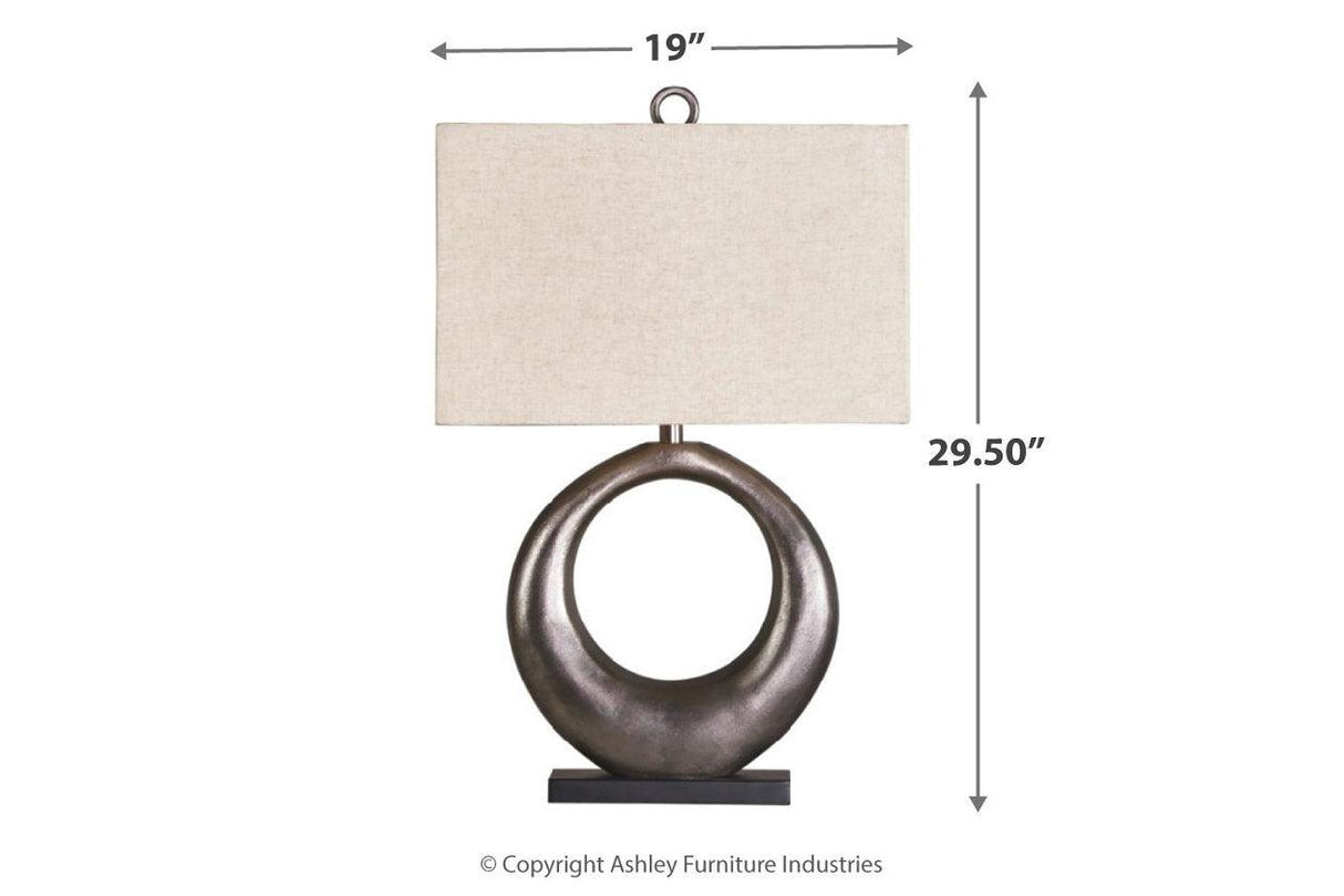 Saria Antique Silver Finish Table Lamp by Ashley at Eve Furniture