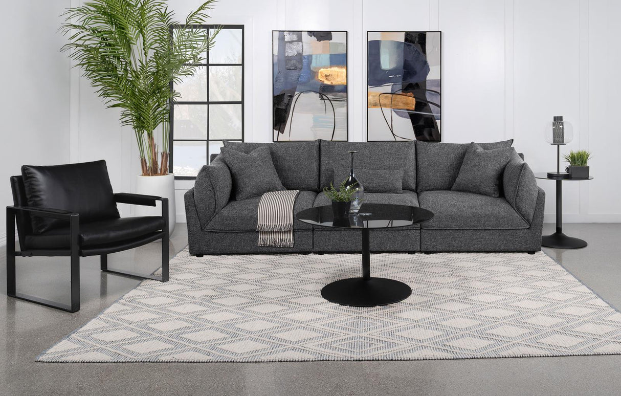 Sasha 3-Piece Upholstered Sofa Barely Black by Coaster at Eve Furniture