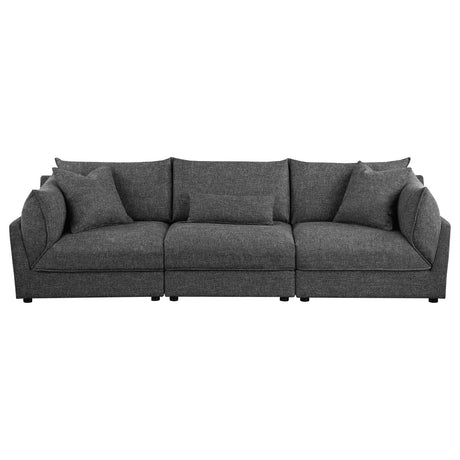 Sasha 3-Piece Upholstered Sofa Barely Black by Coaster at Eve Furniture