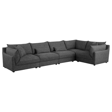 Sasha Barely Black 5-piece Upholstered Modular Sectional Sofa by Coaster at Eve Furniture