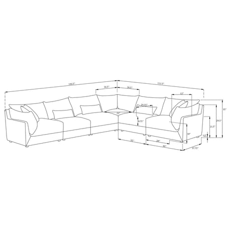 Sasha Barely Black 6-Piece Upholstered Modular Sectional by Coaster at Eve Furniture