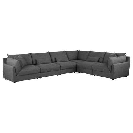 Sasha Barely Black 6-Piece Upholstered Modular Sectional by Coaster at Eve Furniture