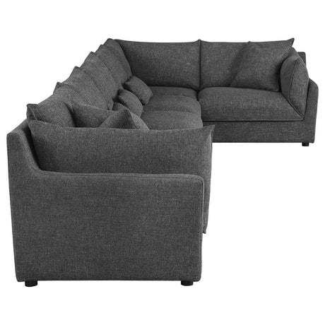 Sasha Barely Black 6-Piece Upholstered Modular Sectional by Coaster at Eve Furniture