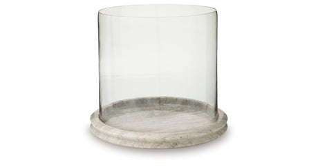 Saskia Clear/Beige Candle Holder by Ashley at Eve Furniture