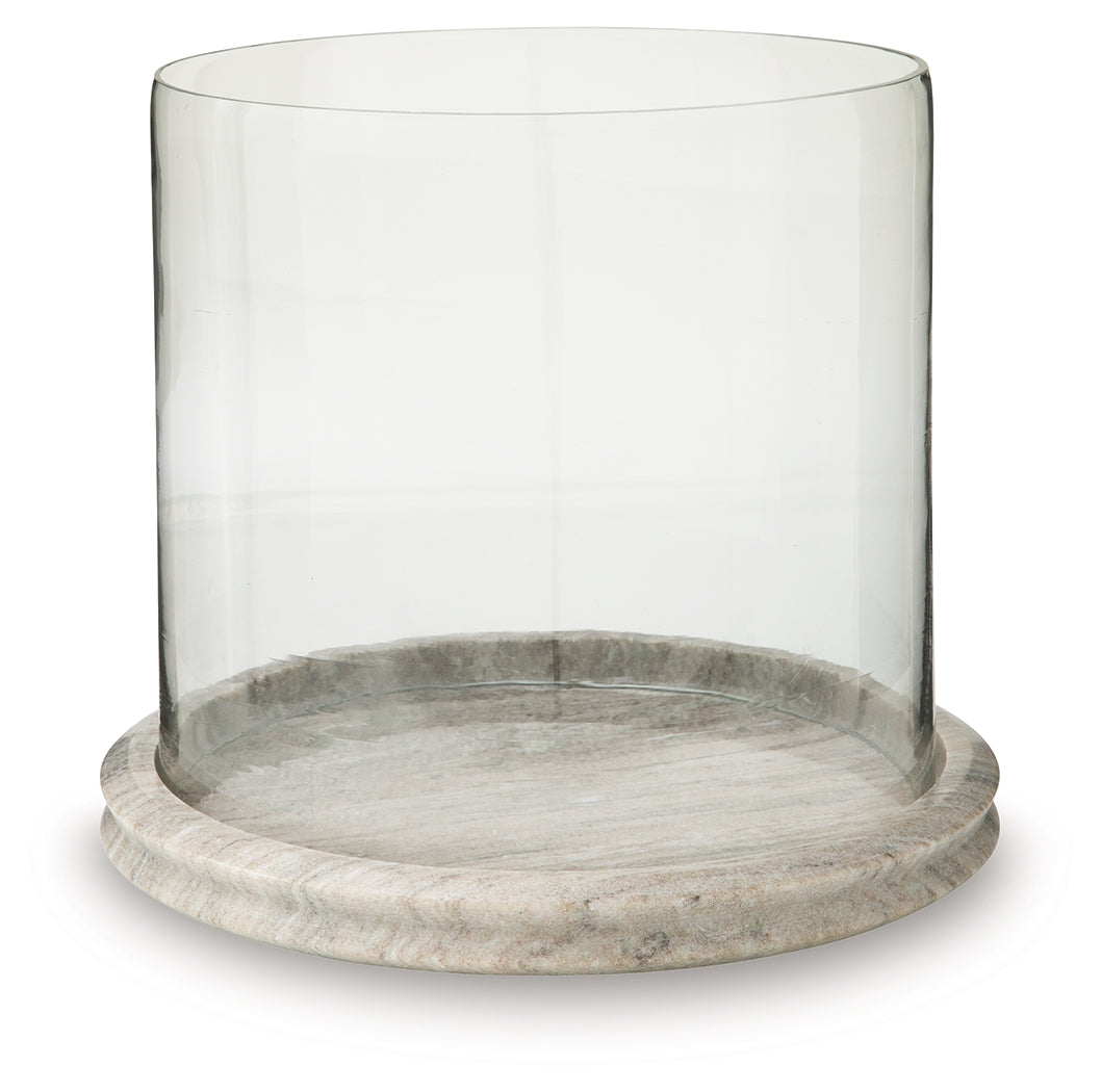 Saskia Clear/Beige Candle Holder by ASHLEY FURNITURE at Eve Furniture