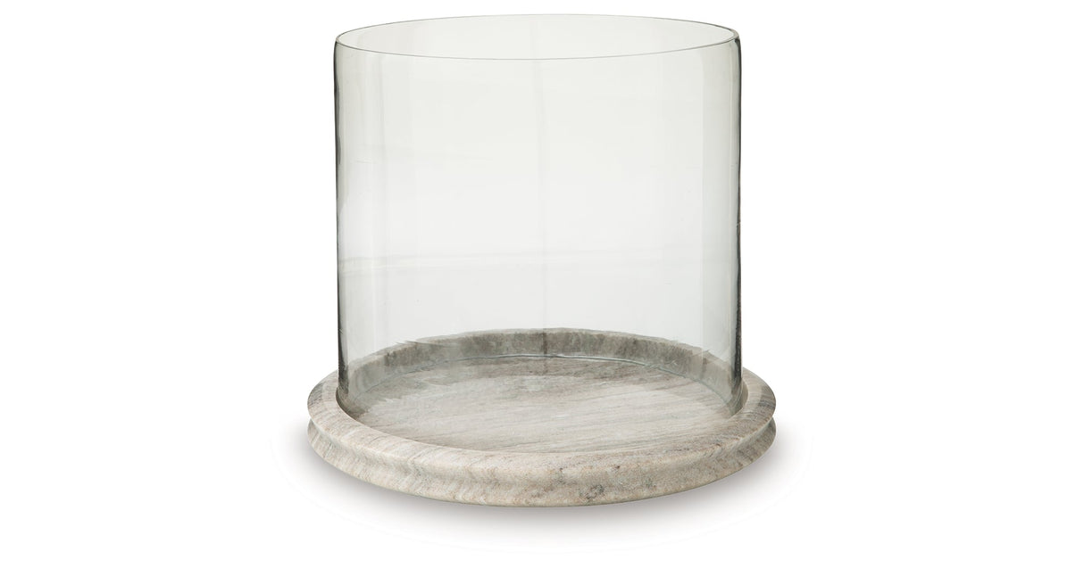 Saskia Clear/Beige Candle Holder by ASHLEY FURNITURE at Eve Furniture