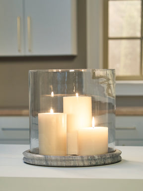 Saskia Clear/Beige Candle Holder by ASHLEY FURNITURE at Eve Furniture