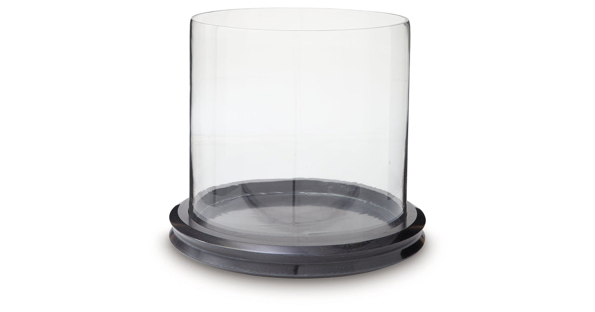 Saskia Clear/Black Candle Holder by Ashley at Eve Furniture