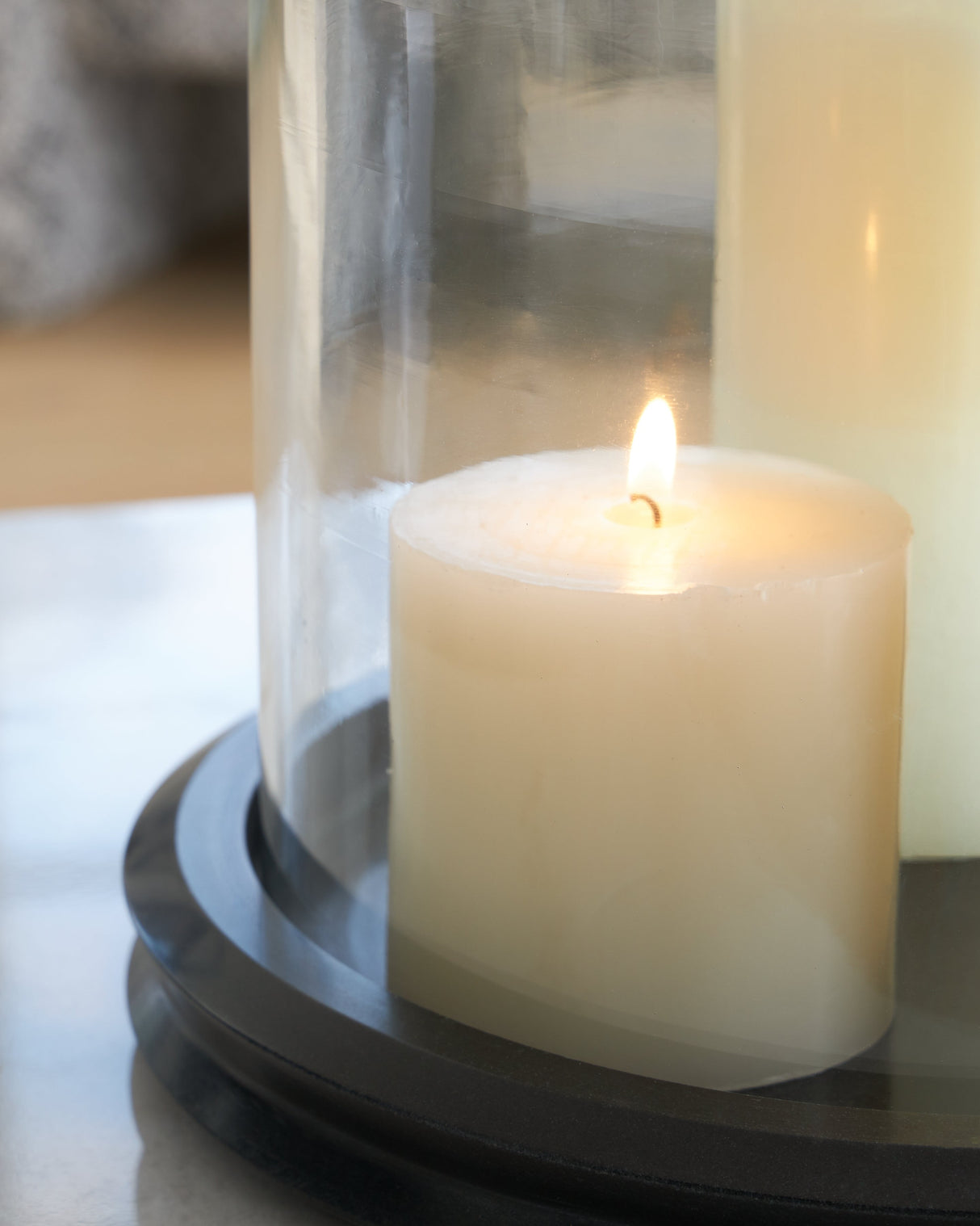 Saskia Clear/Black Candle Holder by ASHLEY FURNITURE at Eve Furniture