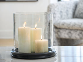 Saskia Clear/Black Candle Holder by ASHLEY FURNITURE at Eve Furniture