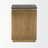 Satima Black Marble w/ Gold Metal Square Fluted Accent Table by Mercana at Eve Furniture
