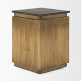 Satima Black Marble w/ Gold Metal Square Fluted Accent Table by Mercana at Eve Furniture