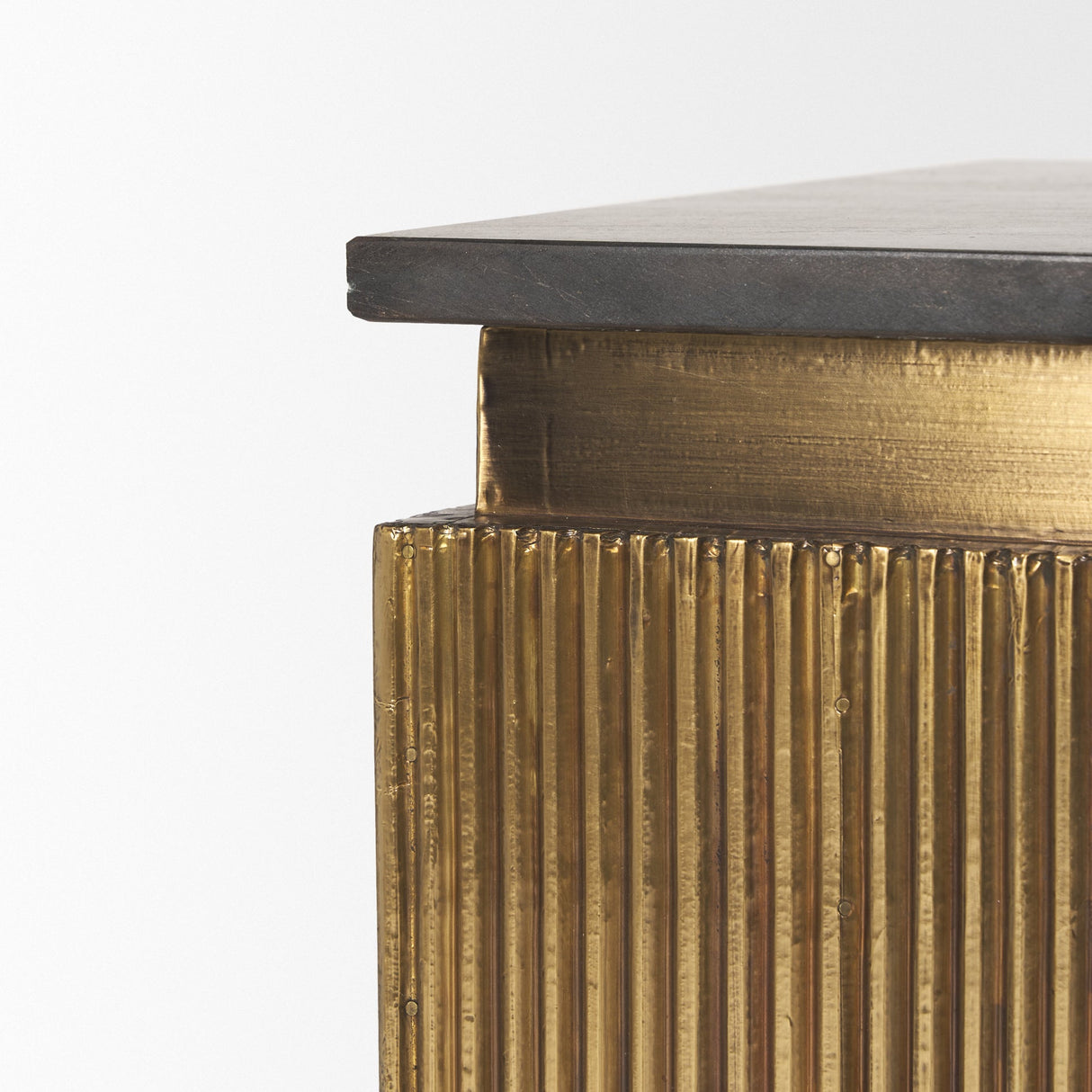 Satima Black Marble w/ Gold Metal Square Fluted Accent Table by Mercana at Eve Furniture
