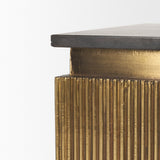 Satima Black Marble w/ Gold Metal Square Fluted Accent Table by Mercana at Eve Furniture