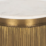 Satima White Marble w/ Gold Metal Round Fluted Accent Table by Mercana at Eve Furniture