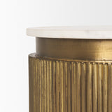 Satima White Marble w/ Gold Metal Round Fluted Accent Table by Mercana at Eve Furniture