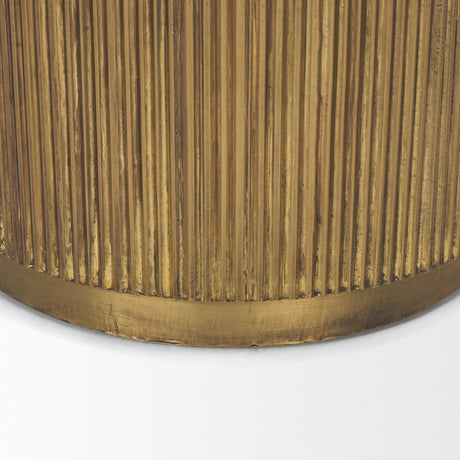 Satima White Marble w/ Gold Metal Round Fluted Accent Table by Mercana at Eve Furniture