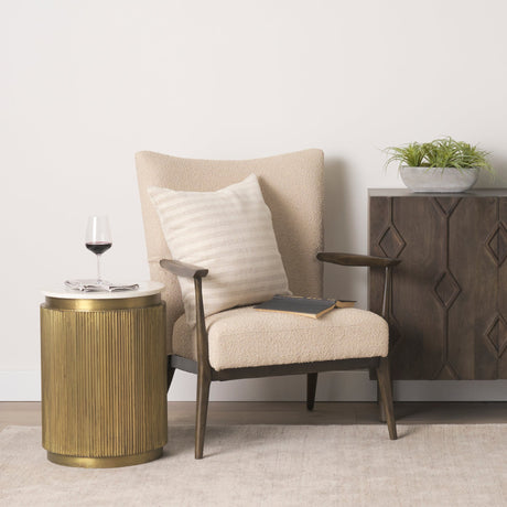 Satima White Marble w/ Gold Metal Round Fluted Accent Table by Mercana at Eve Furniture
