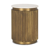 Satima White Marble w/ Gold Metal Round Fluted Accent Table by Mercana at Eve Furniture